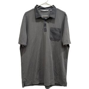 Travis Mathew Men's XL Gray Striped Golf Polo Shirt Casual Outdoor Preppy EUC